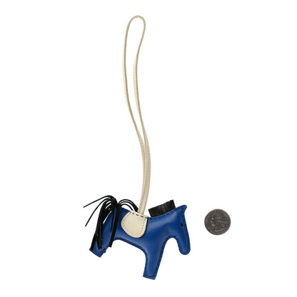 Hermes Milo Lambskin Grigri Rodeo Horse Bag Charm PM Bleu France Black Craie 2 of 4