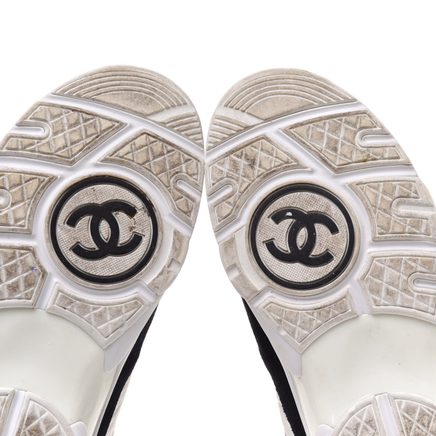 Chanel Nylon Calfskin Suede CC Womens Sneakers 36.5 Navy White Orange Black 6 of 9