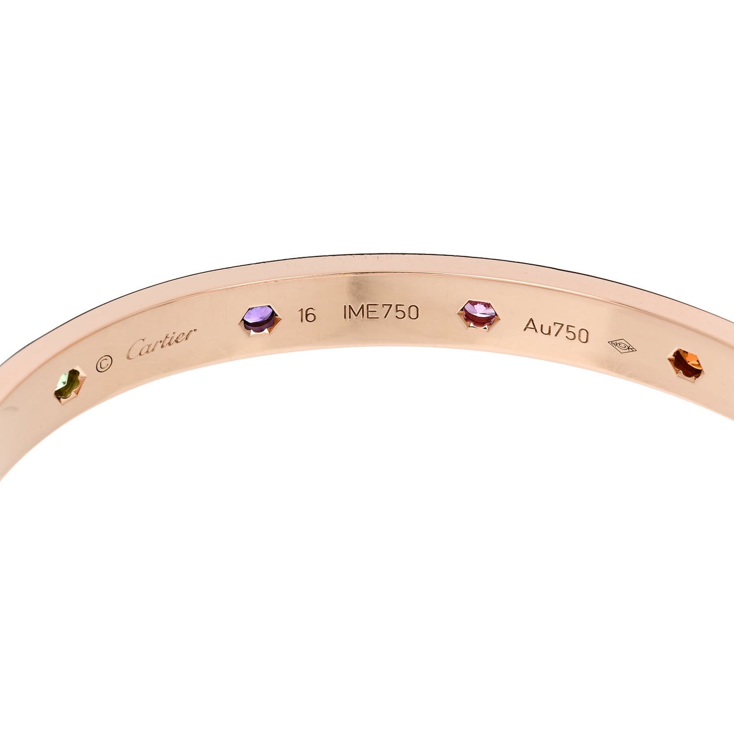 18K Pink Gold Sapphire Garnet Amethyst LOVE Bracelet 16