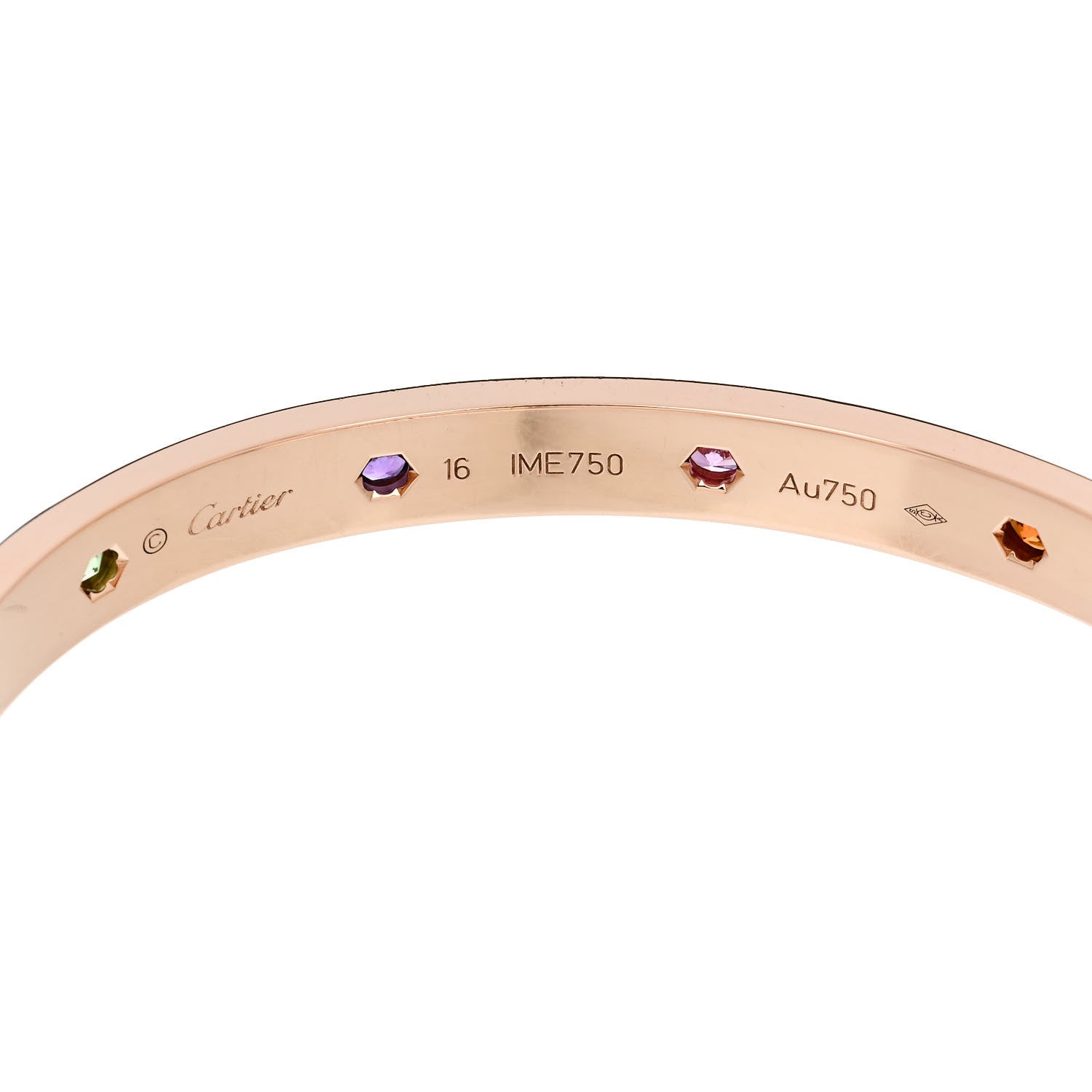 Cartier 18K Pink Gold Sapphire Garnet Amethyst LOVE Bracelet 16 5 of 8