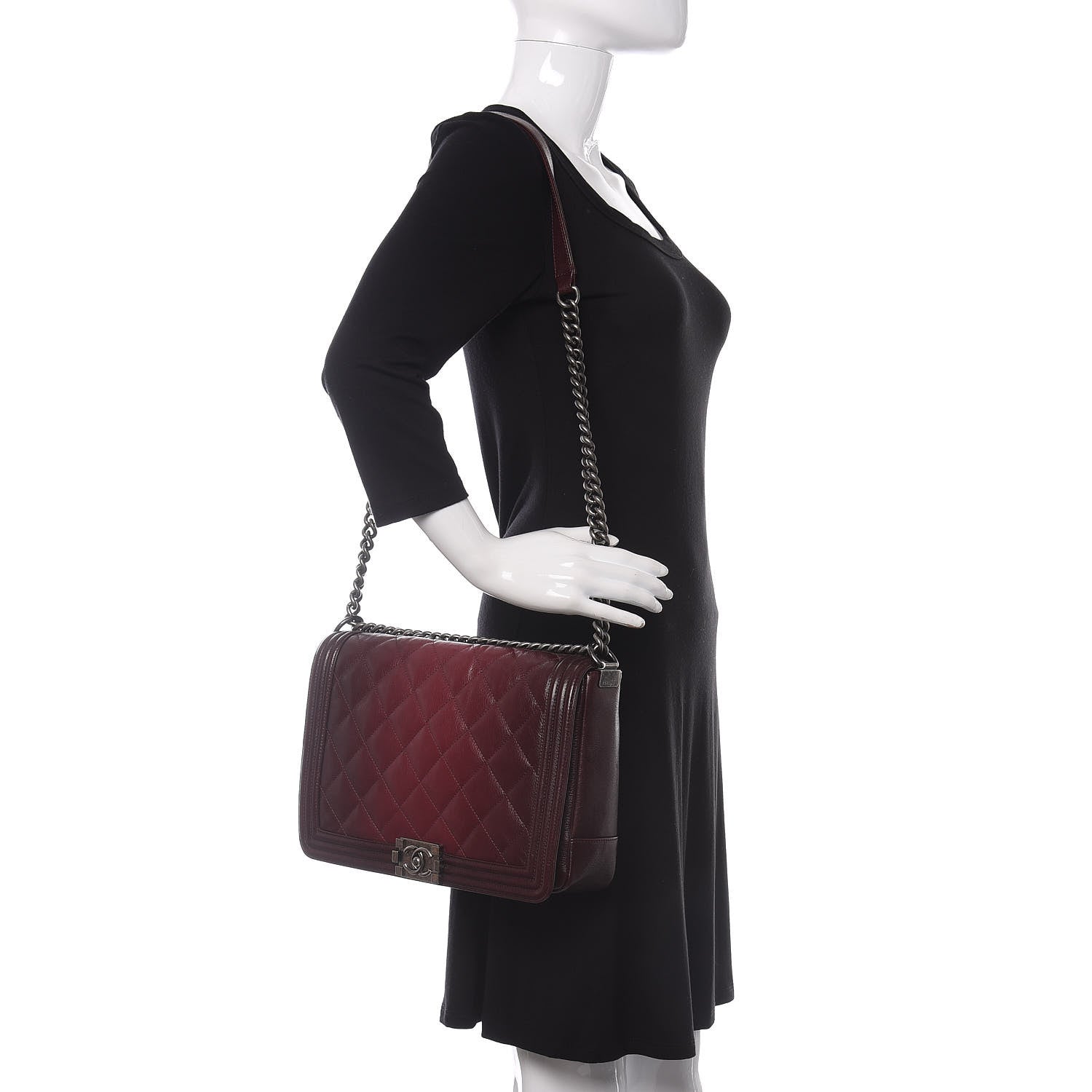 Chanel Goatskin Ombre Faded Quilted New Medium Boy Flap Burgundy 2 of 10