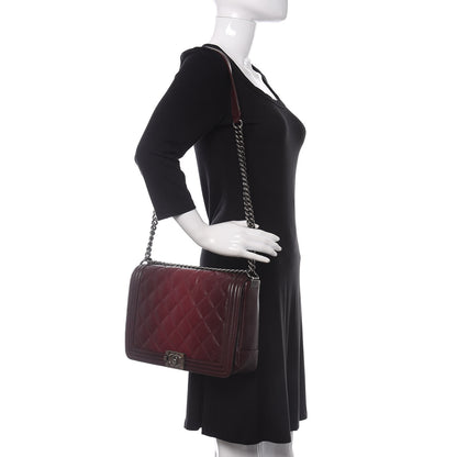 Chanel Goatskin Ombre Faded Quilted New Medium Boy Flap Burgundy 2 of 10
