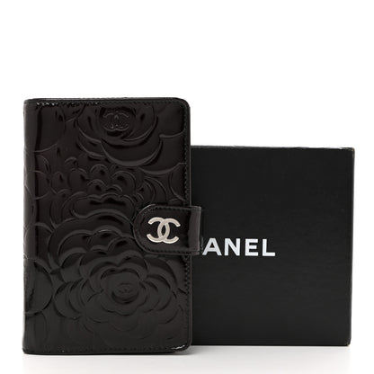 Chanel Patent Camellia Embossed Zipped Pocket Wallet Black 9 of 9