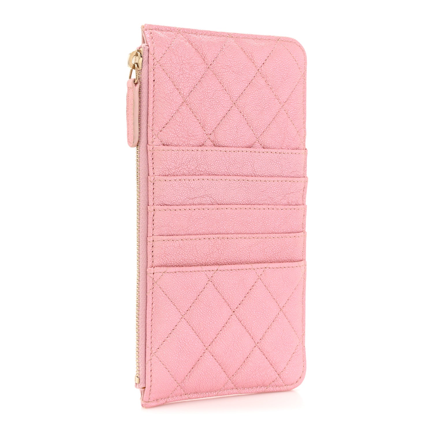 Chanel Iridescent Caviar Quilted Classic Flat Wallet Pouch Pink 3 of 11