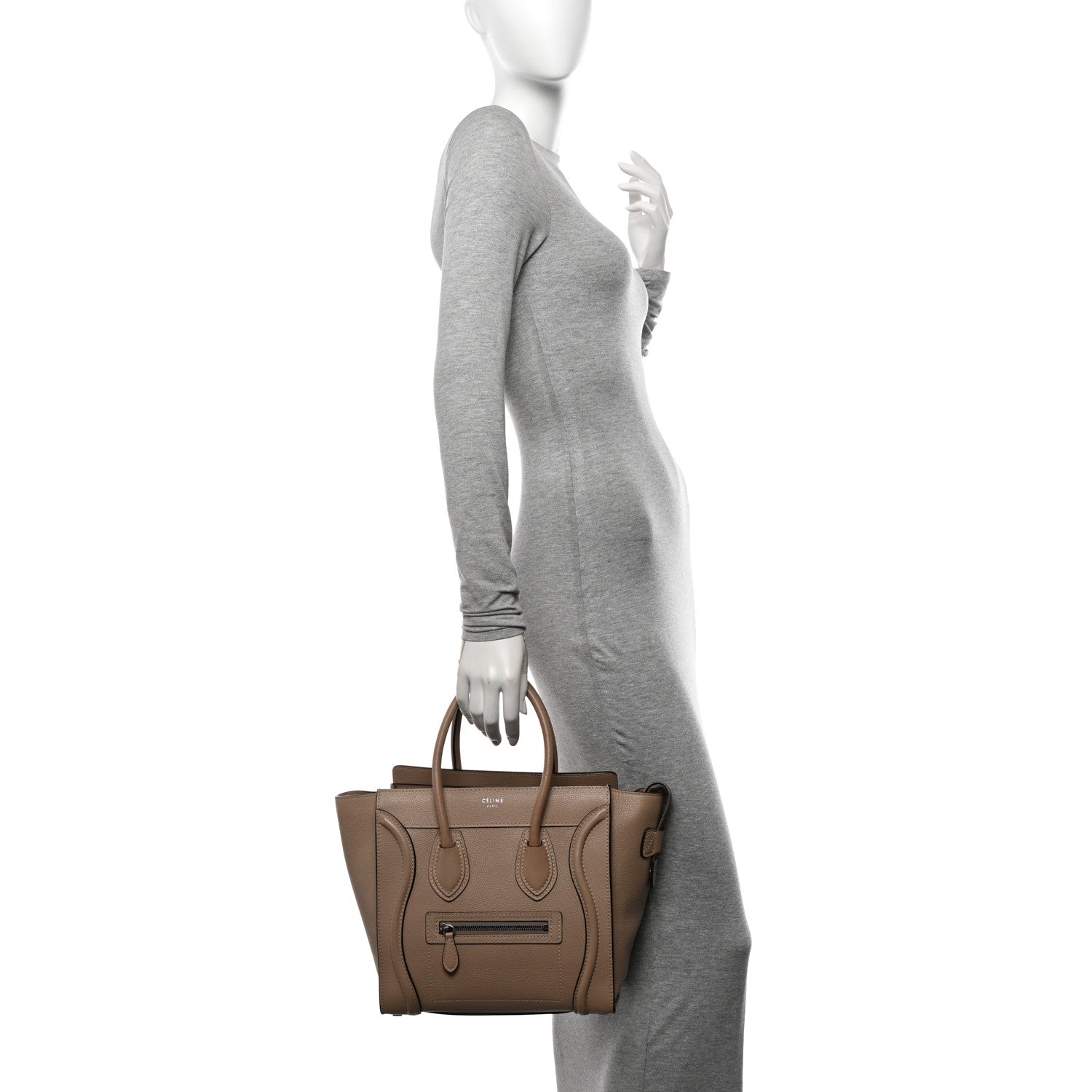 Celine Drummed Calfskin Micro Luggage Dune 2 of 11