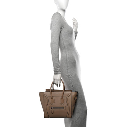 Celine Drummed Calfskin Micro Luggage Dune 2 of 11