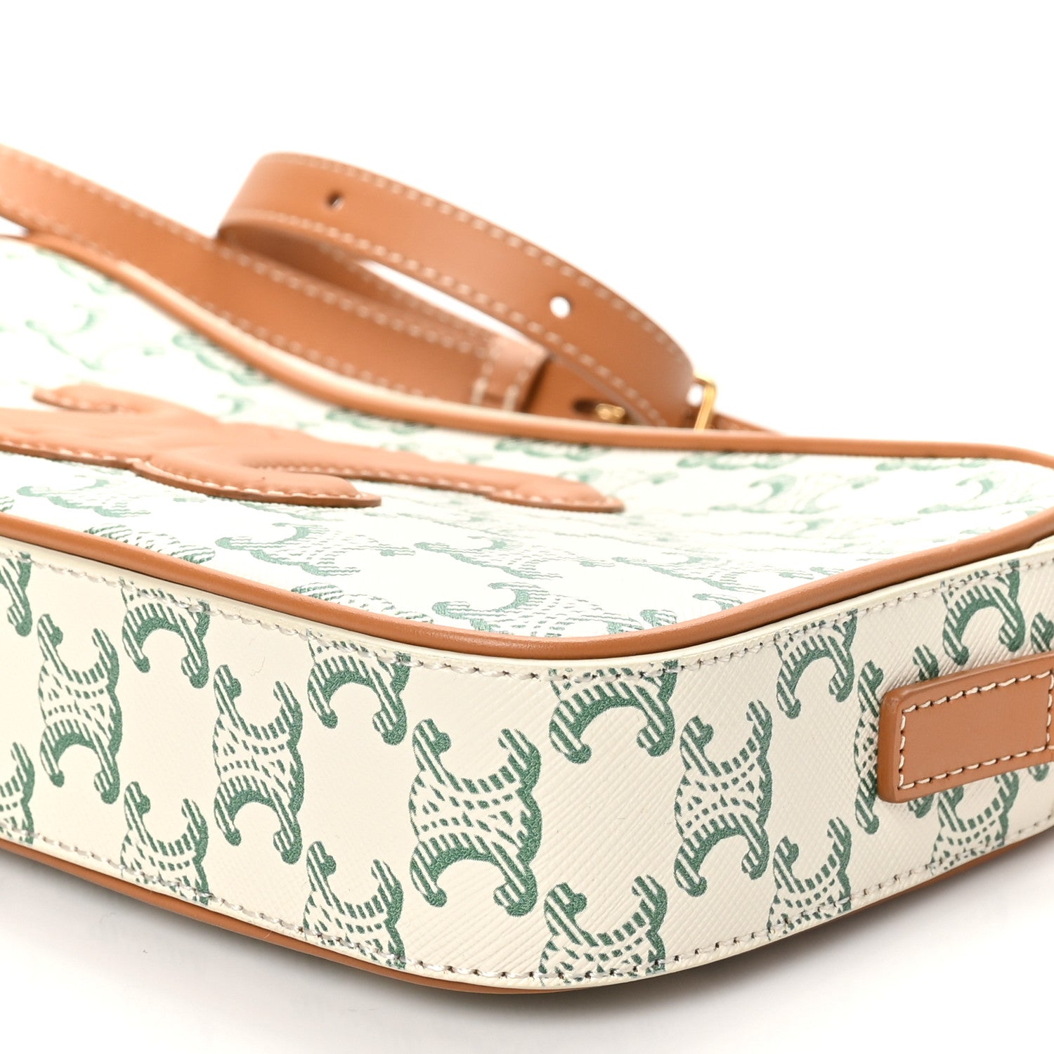 Celine Triomphe Canvas Calfskin Camera Shoulder Bag Green 1741537