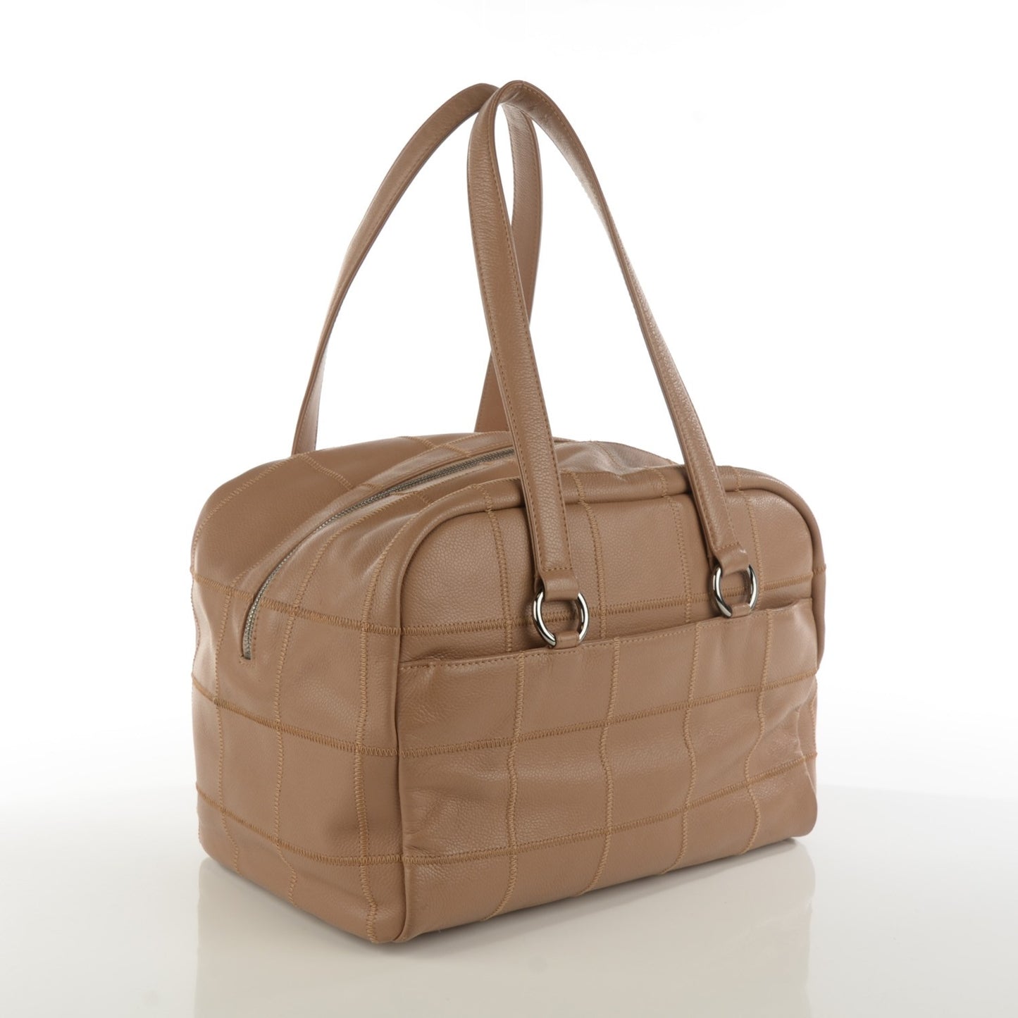 Caviar Square Stitched Tote Beige