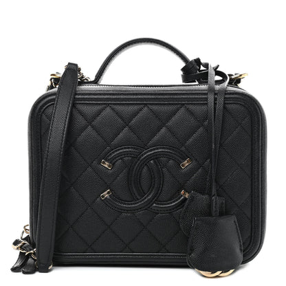 Chanel Caviar Quilted Medium CC Filigree Vanity Case Black 1 of 10