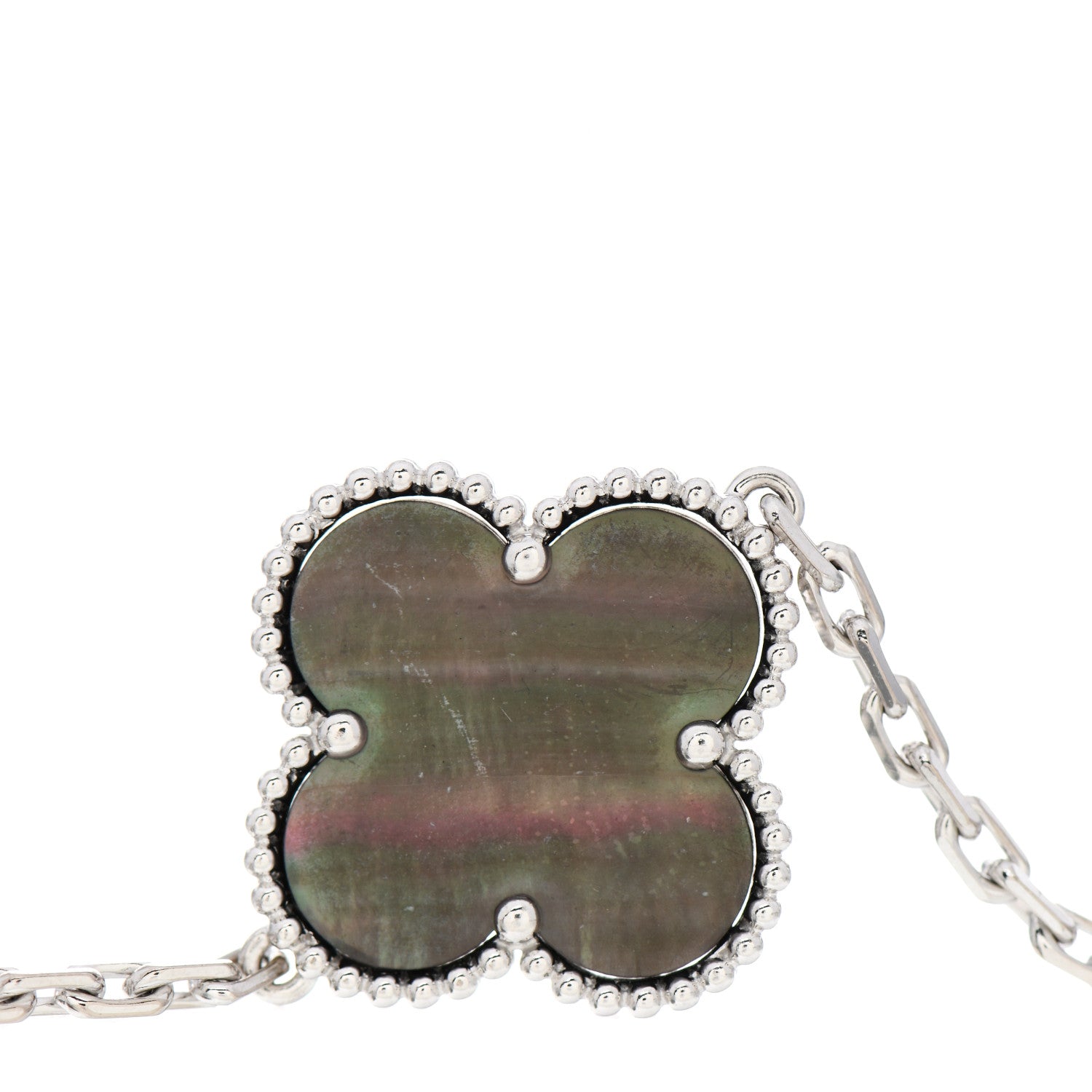 Van Cleef & Arpels 18K White Gold Chalcedony Mother of Pearl 5 Motifs Magic Alhambra Bracelet 3 of 4