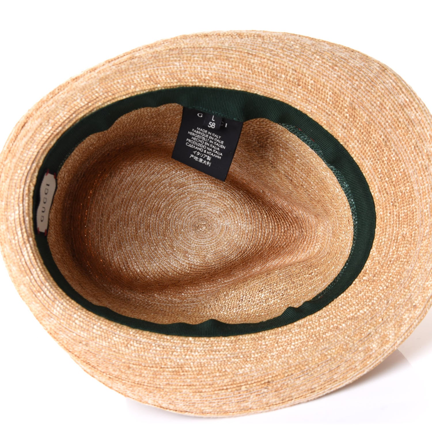 Gucci Abaca Straw Web Fedora Hat L 6 of 8