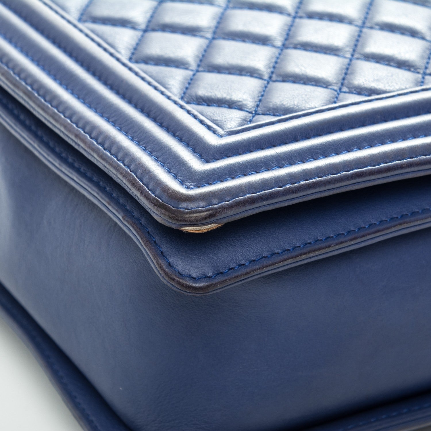 Chanel Calfskin Quilted Large Boy Flap Blue 14 of 14
