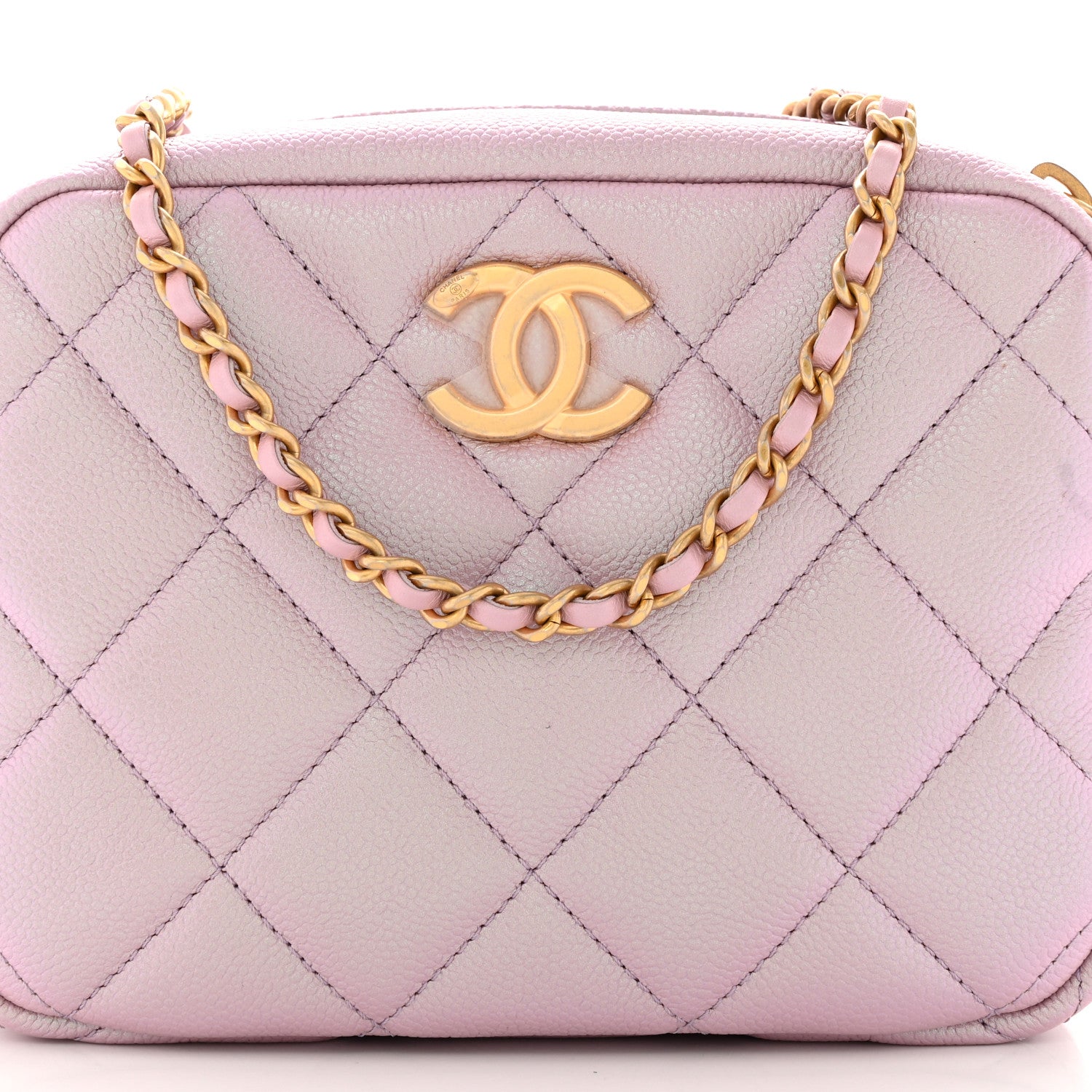 Chanel Iridescent Caviar Quilted Mini My Perfect Camera Case Pink 8 of 11