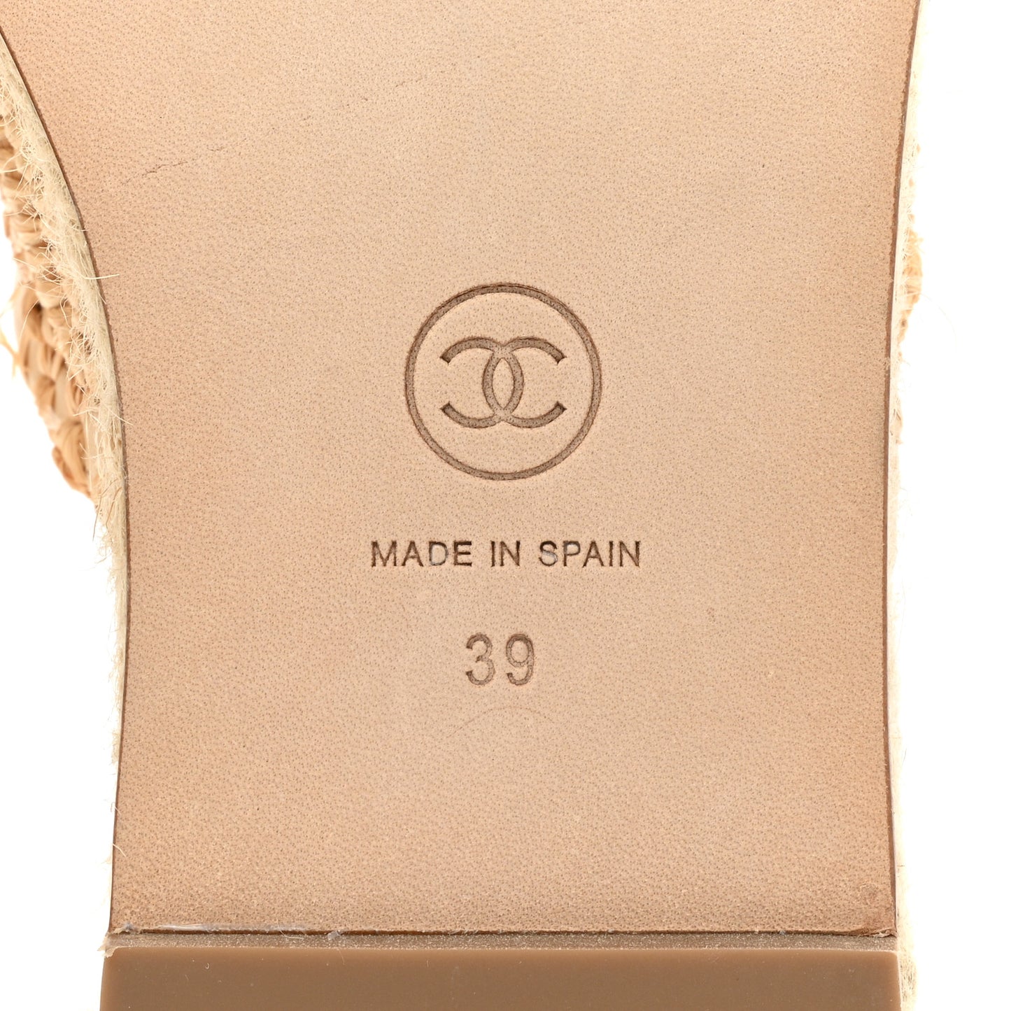 Lambskin Grosgrain CC Espadrille Mules 39 Beige Black
