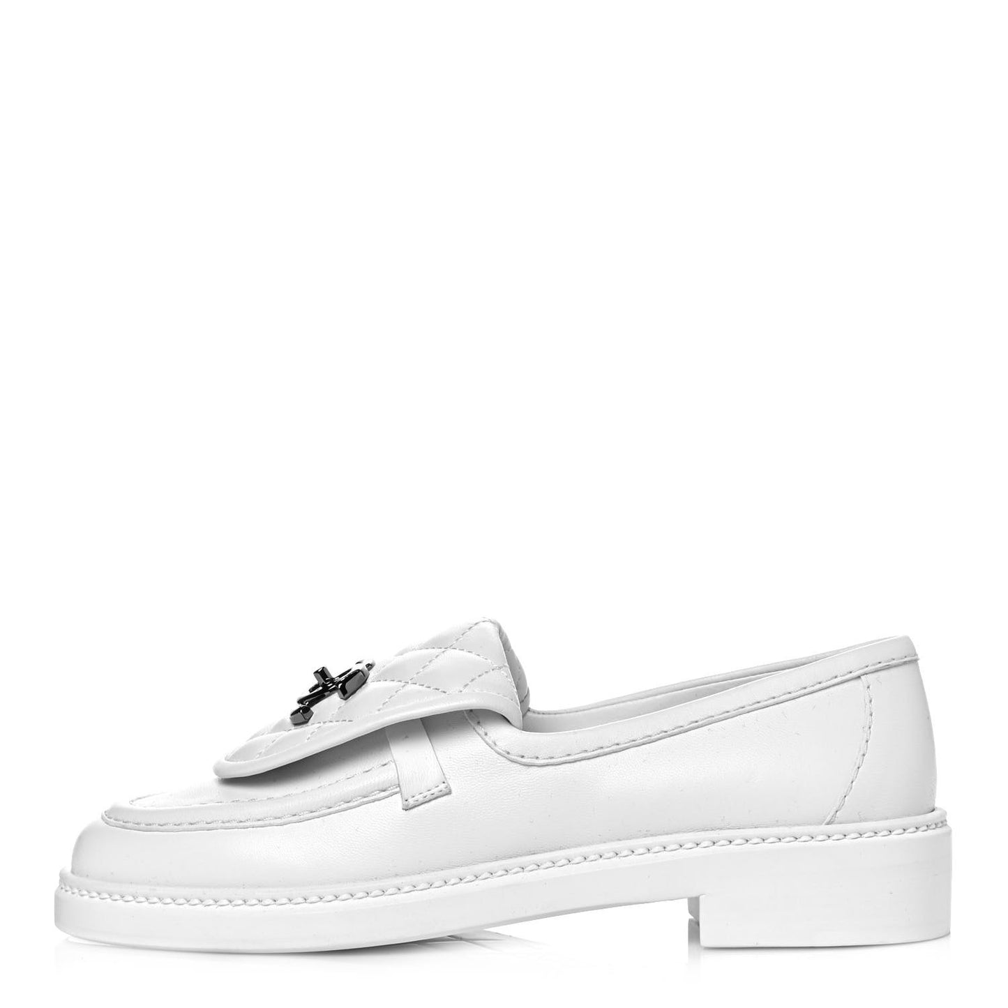 Lambskin Quilted CC Turnlock Loafers 35.5 White
