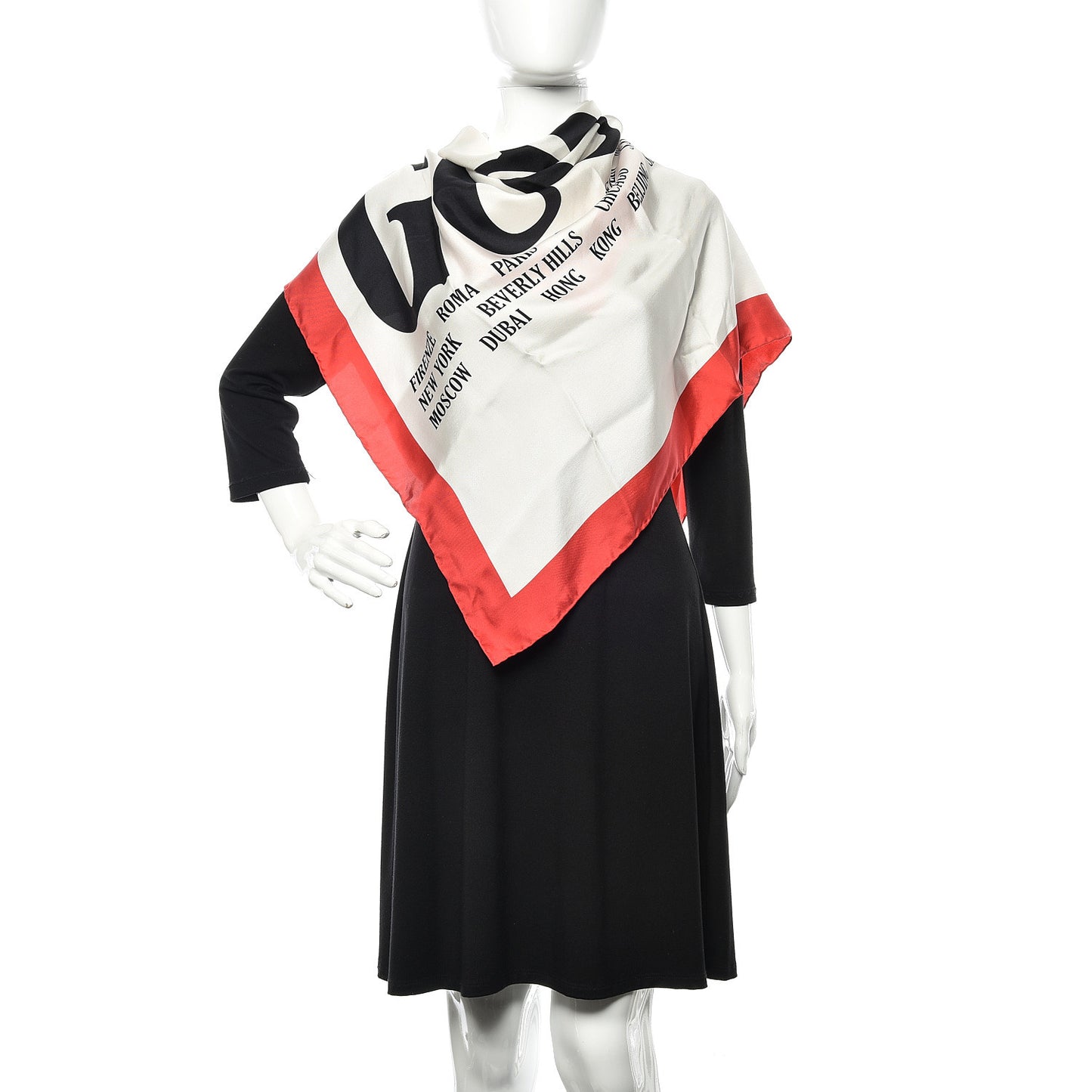 Silk Gucci World Square Scarf Ivory Red