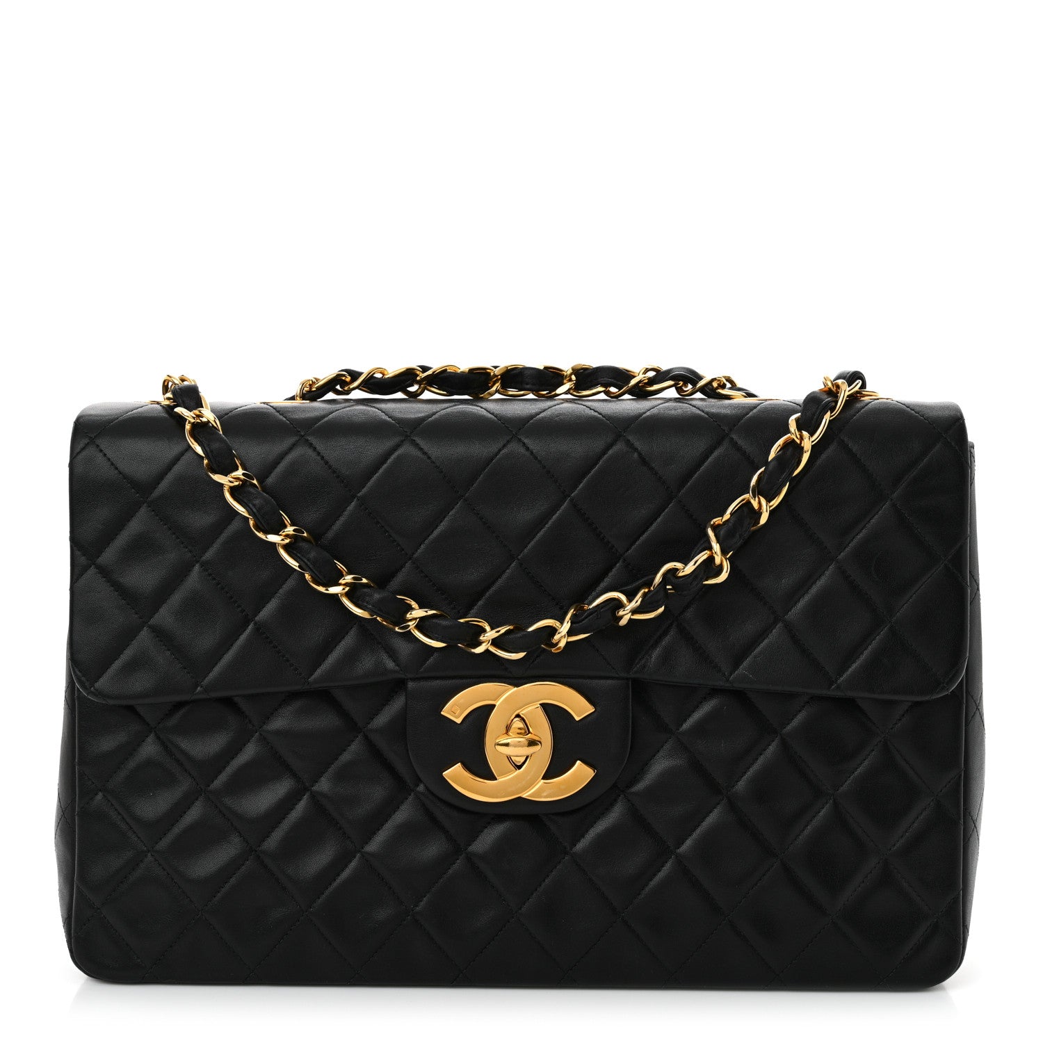 Chanel Lambskin Quilted XL Jumbo Single Flap Black 1 of 13