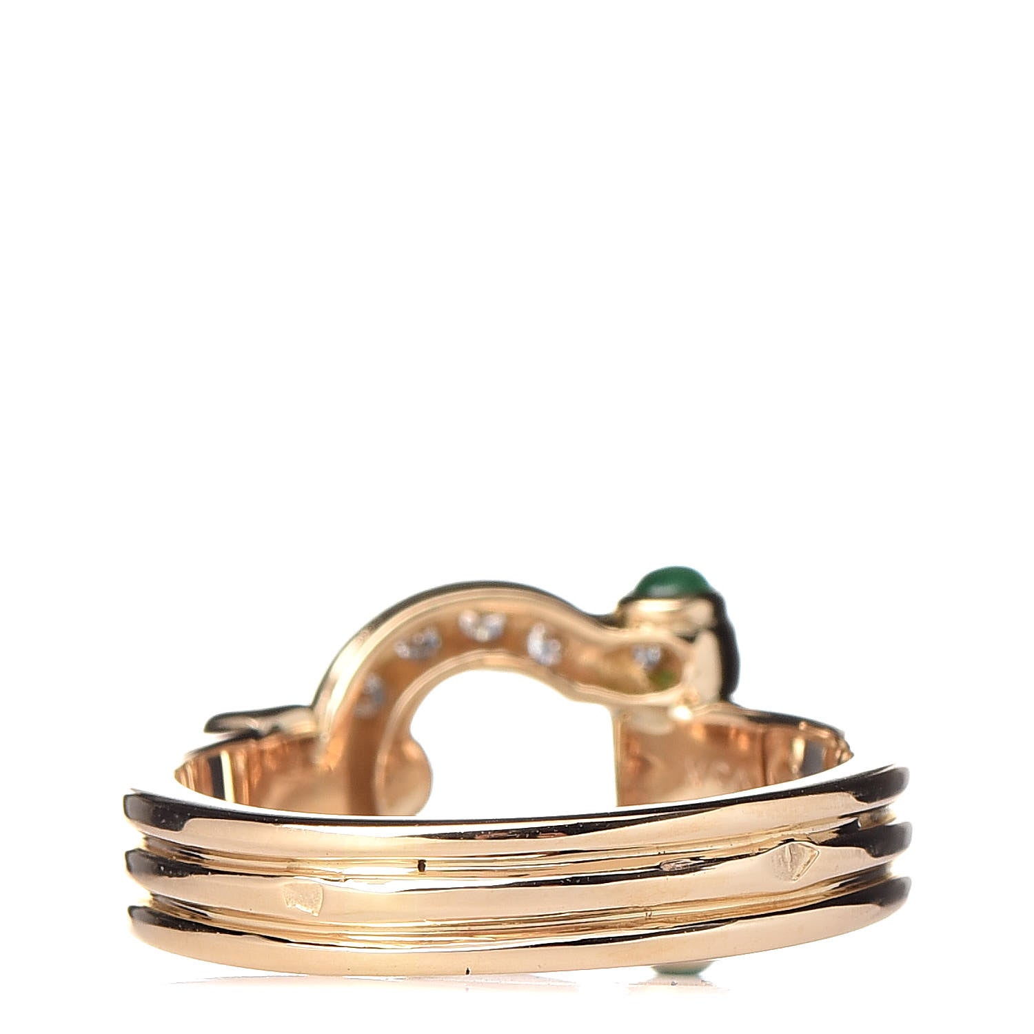 Van Cleef & Arpels 18K Yellow Gold Diamond Emerald Buckle Ring 49 5 4 of 6
