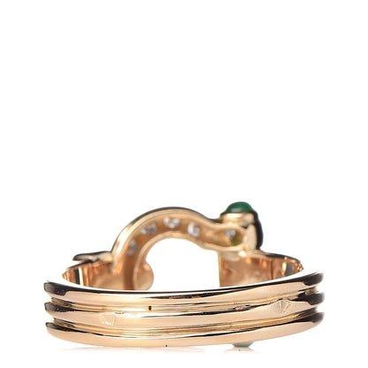Van Cleef & Arpels 18K Yellow Gold Diamond Emerald Buckle Ring 49 5 4 of 6