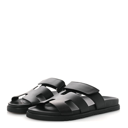 Hermes Calfskin Womens Chypre Sandals 39 Black 4 of 11