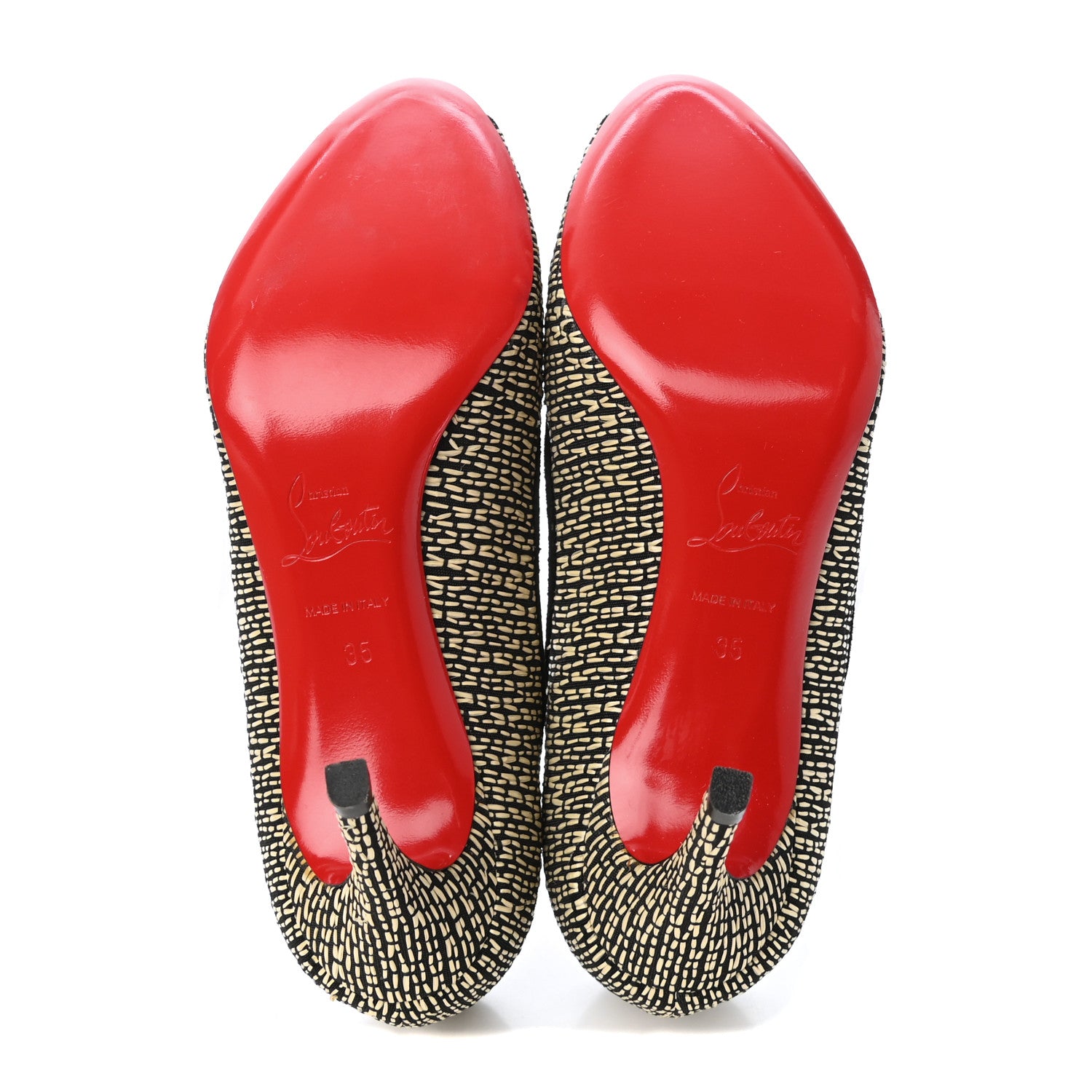 Christian Louboutin Straw Fabric New You 85 Pumps 35 Panama Bambou 7 of 10