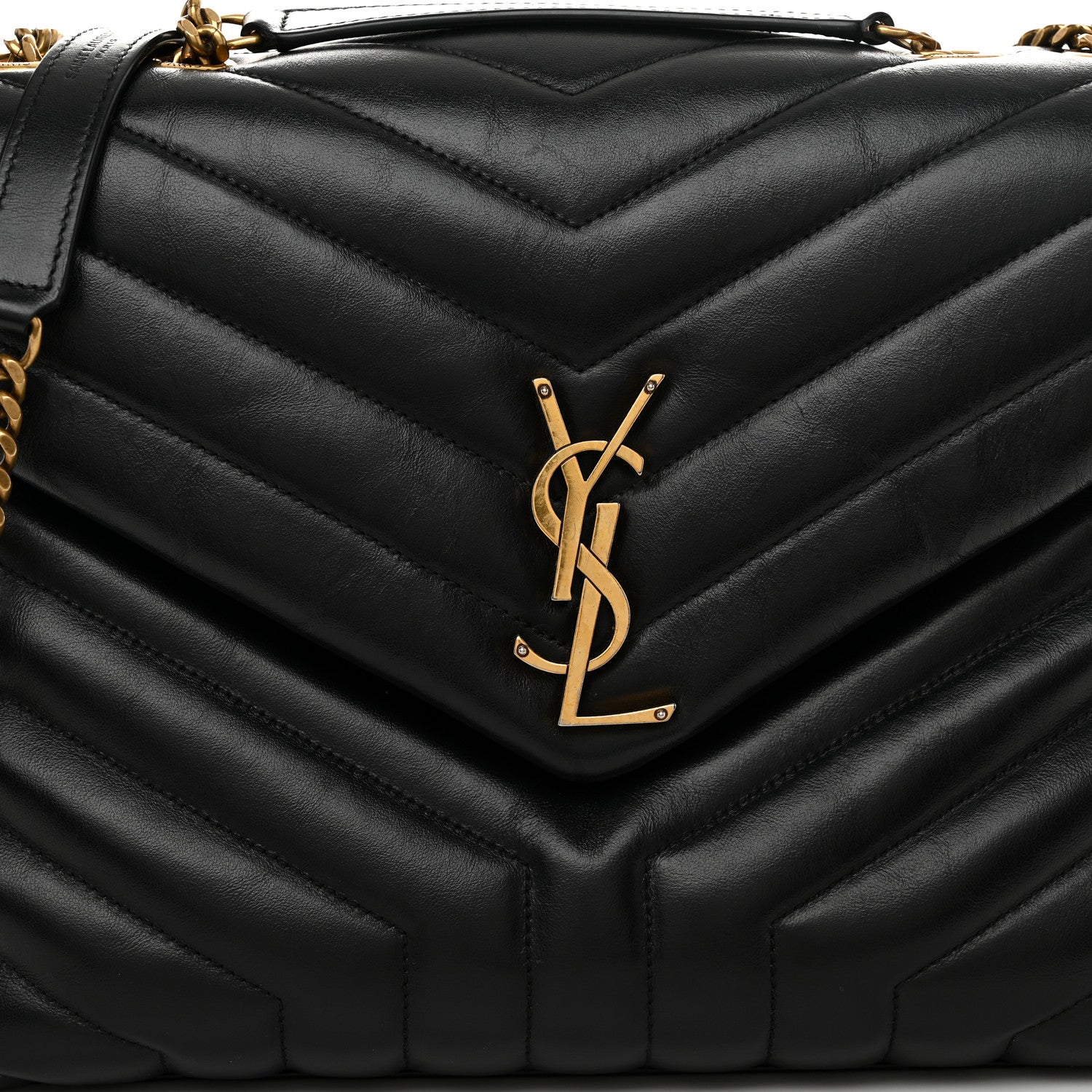Saint Laurent Calfskin Y Quilted Monogram Medium Loulou Chain Satchel Black 8 of 10