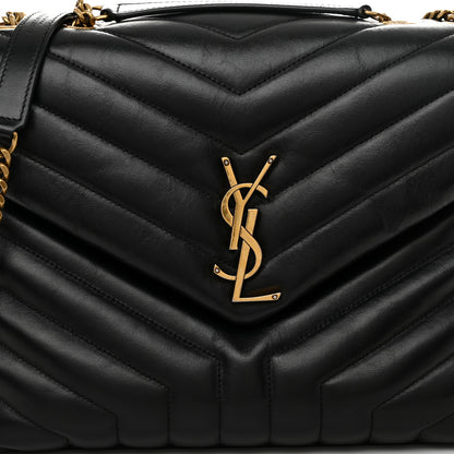 Saint Laurent Calfskin Y Quilted Monogram Medium Loulou Chain Satchel Black 8 of 10