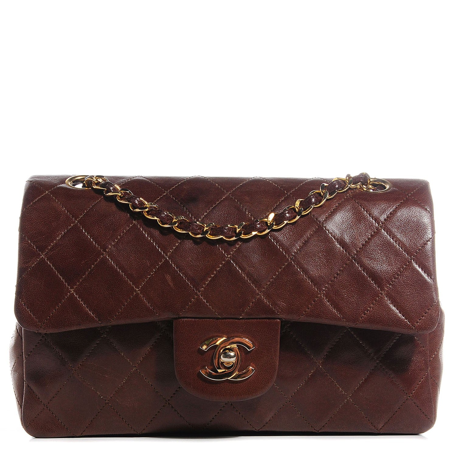 Chanel Lambskin Quilted Small Double Flap Brown 1 of 8