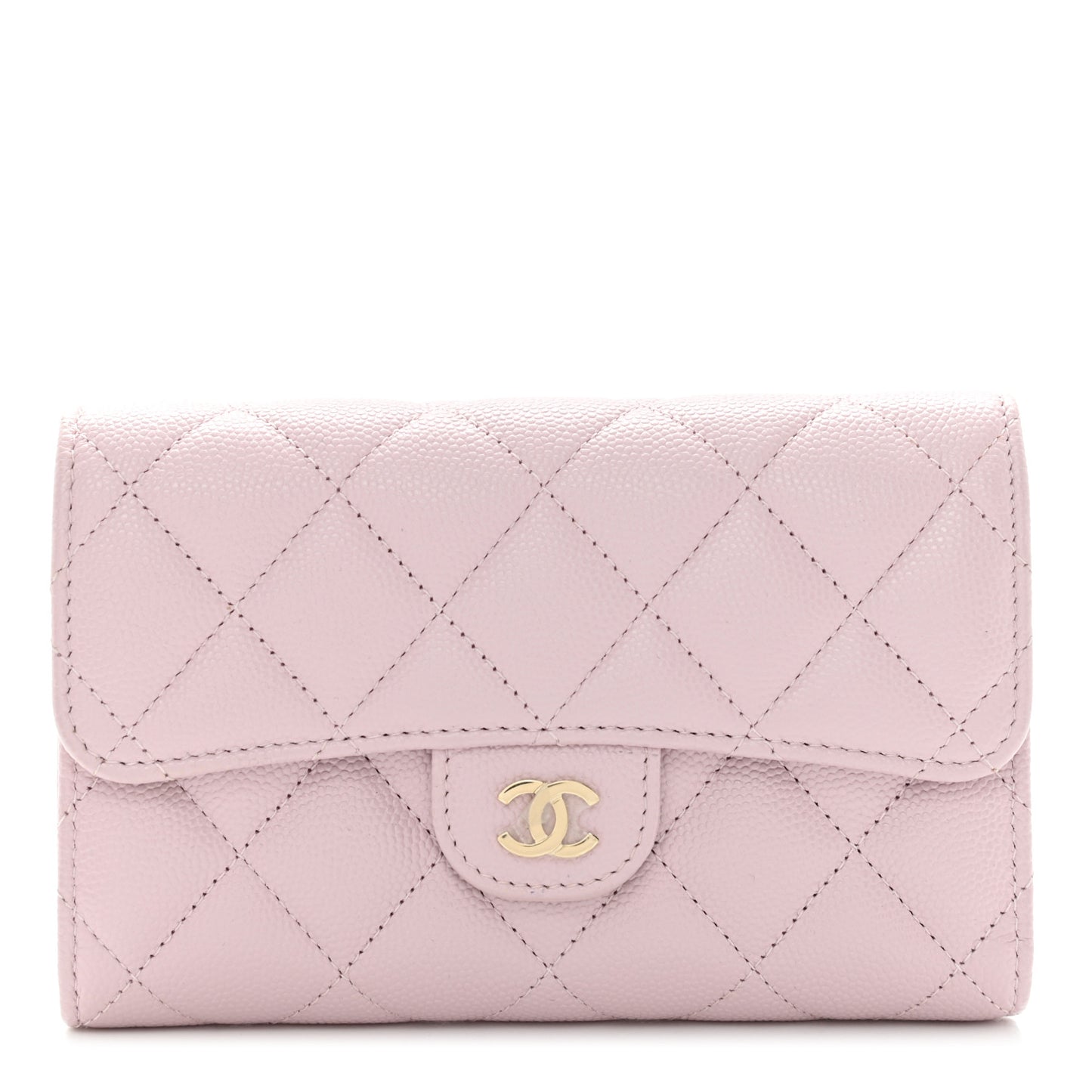 Caviar Quilted Medium Flap Wallet Pink