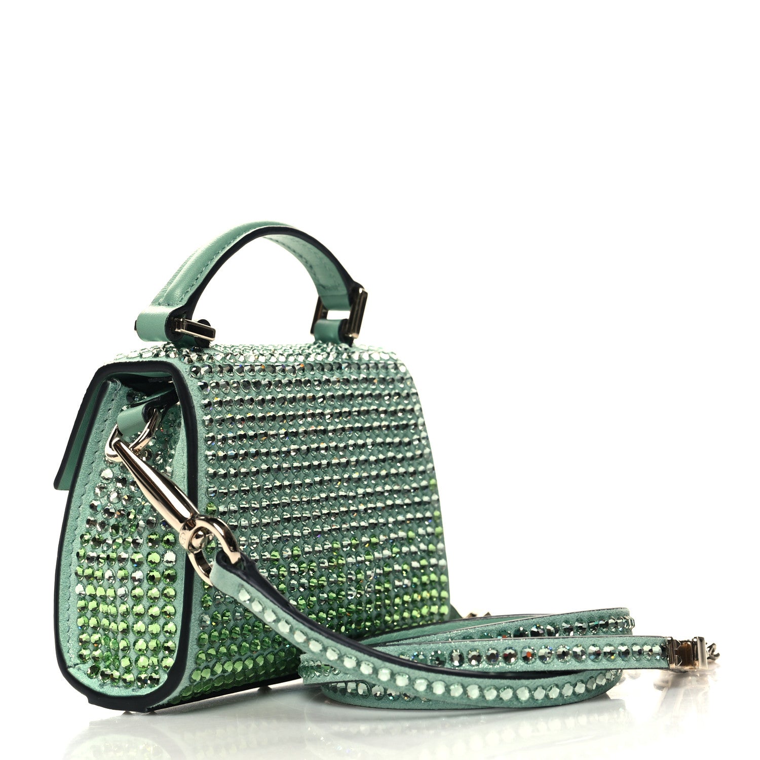 Valentino Garavani Rhinestones Gradient Micro Vsling Top Handle Bag Aquamarine 3 of 9