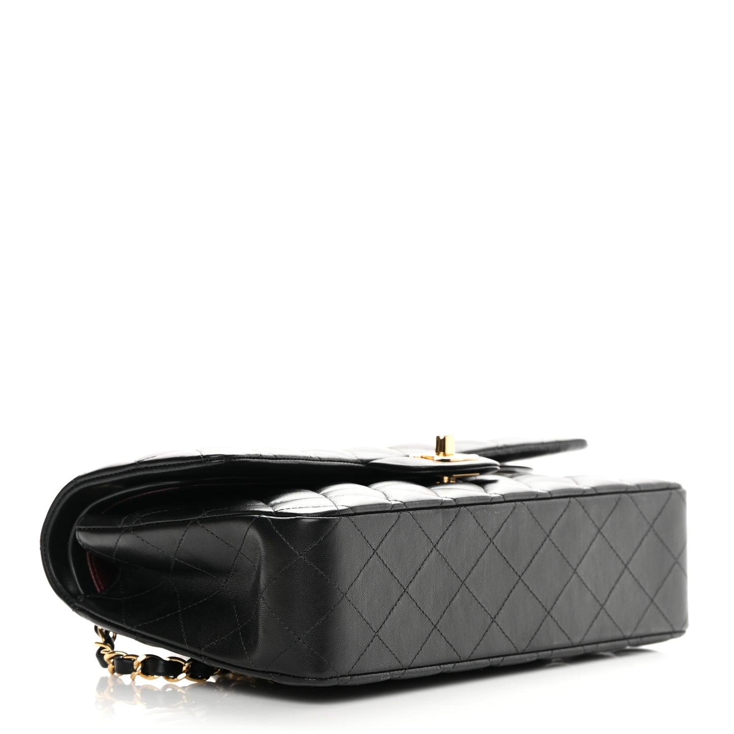 Lambskin Quilted Medium Double Flap Black