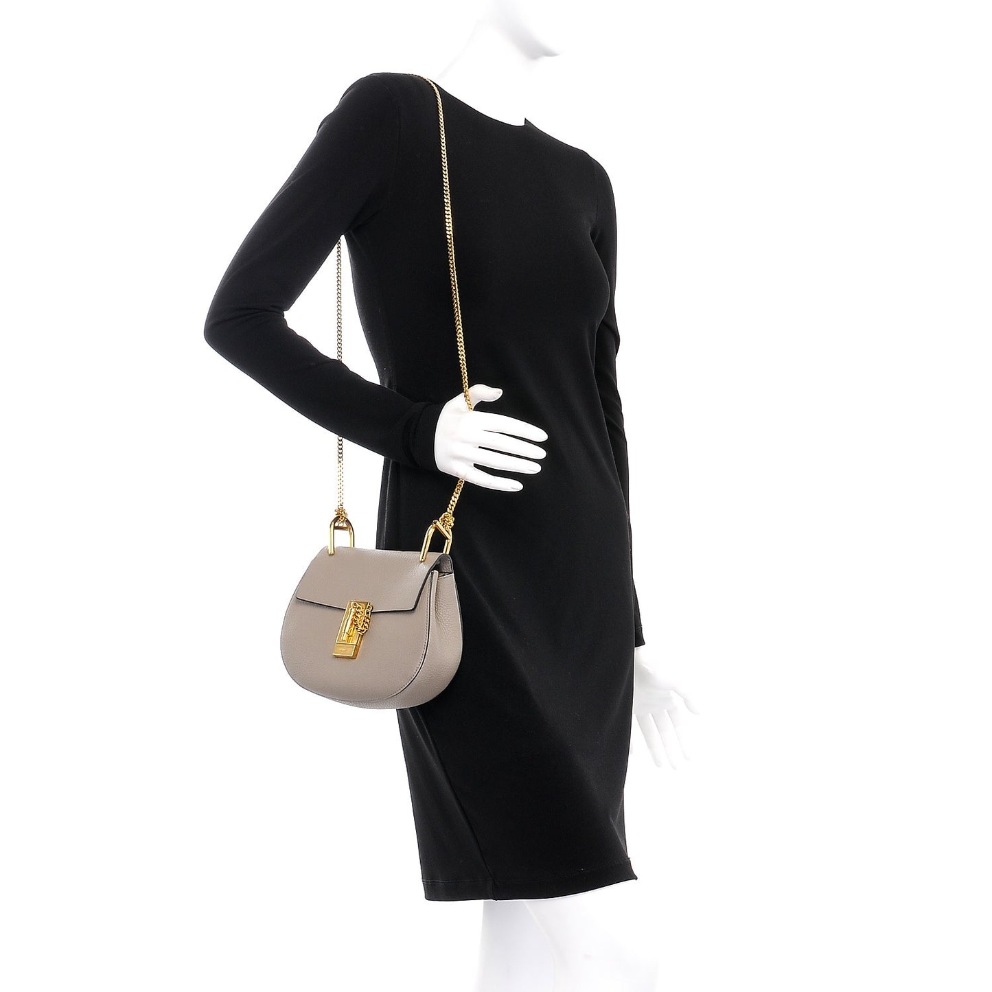 Grained Lambskin Mini Drew Shoulder Bag Motty Grey