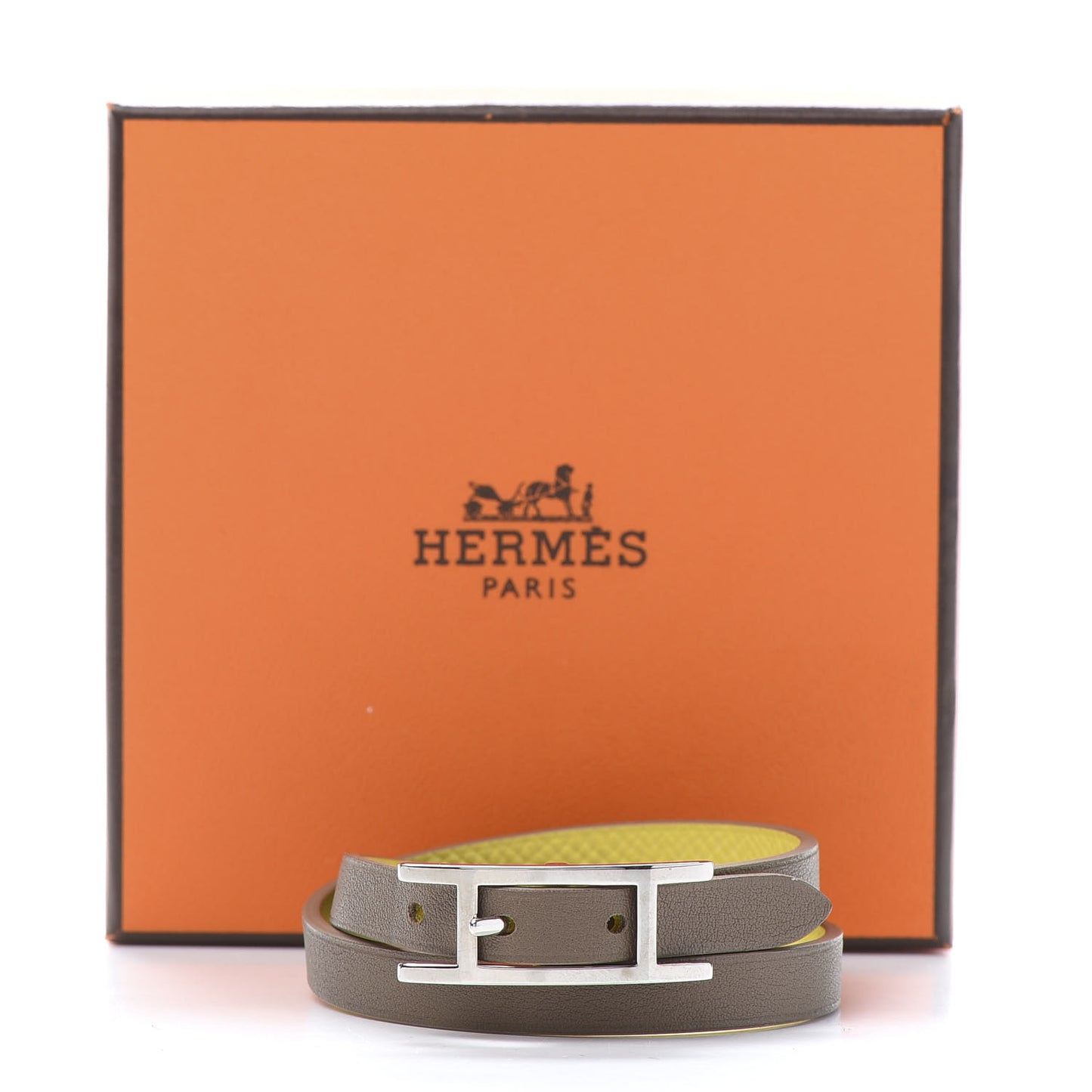 Epsom Swift Behapi Double Tour Bracelet XS Lime Etoupe