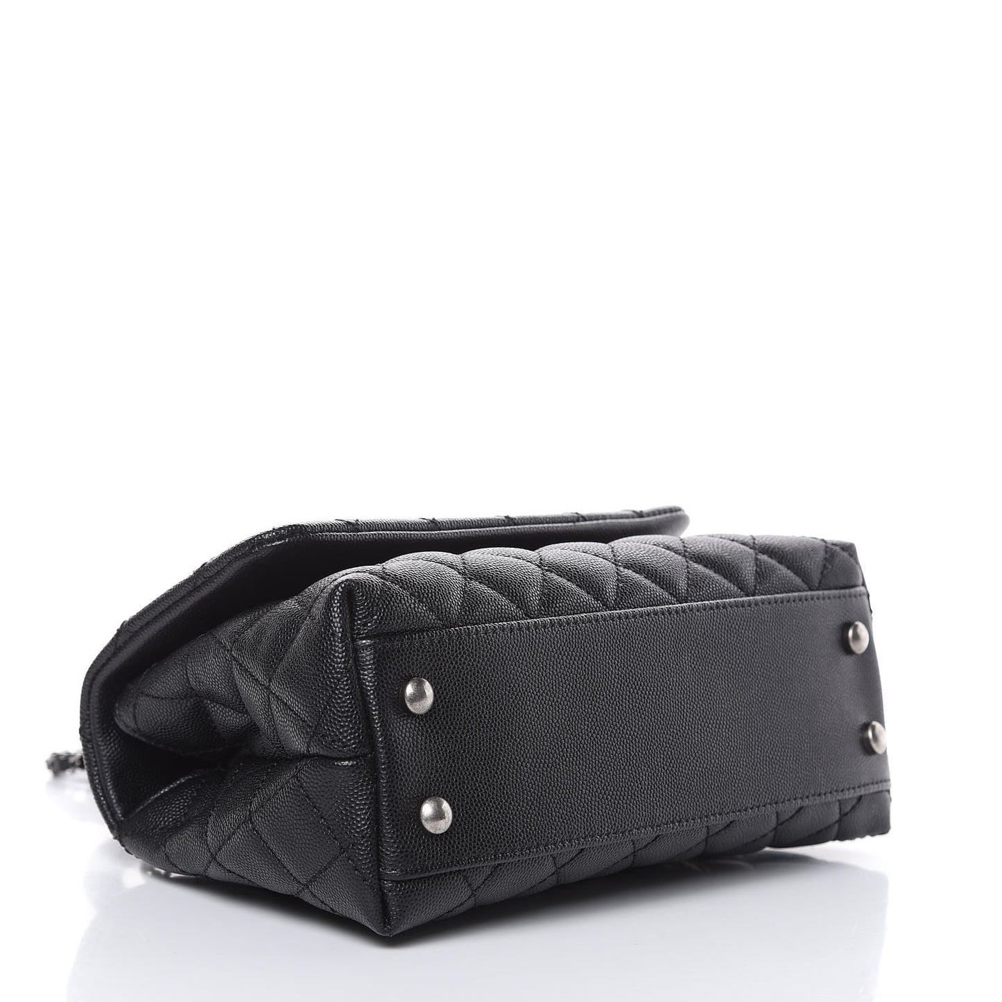 Caviar Lizard Quilted Mini Coco Handle Flap Black