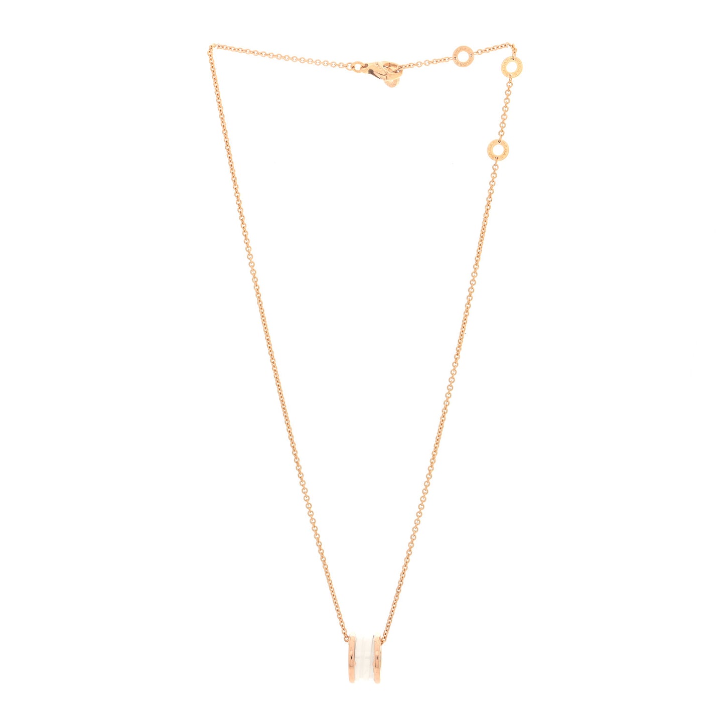 18K Rose Gold White Ceramic B.Zero1 Pendant Necklace