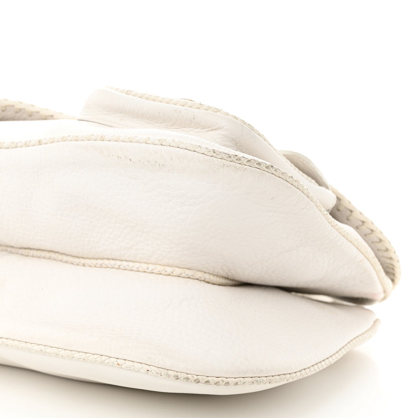 Calfskin Braided Gaucho Double Saddle Bag White