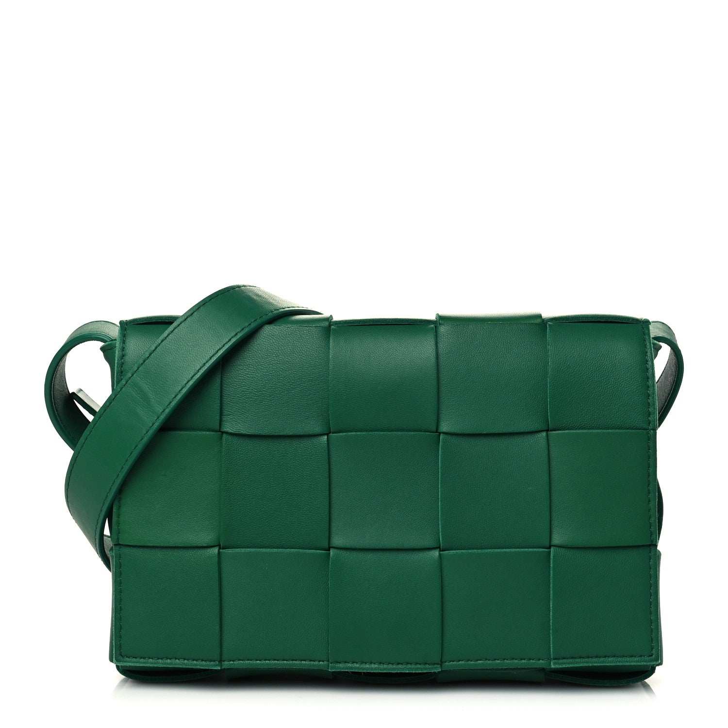 Bottega Veneta Lambskin Maxi Intrecciato Cassette Crossbody Bag Raintree Green 1 of 7