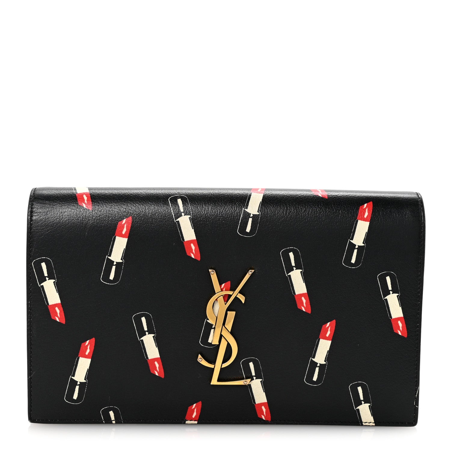 Saint Laurent Calfskin Lipstick Print Classic Monogram Kate Clutch Black 1 of 6