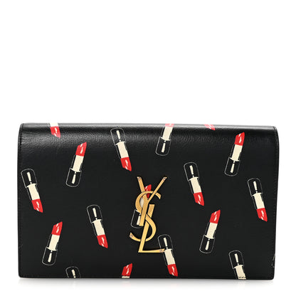 Saint Laurent Calfskin Lipstick Print Classic Monogram Kate Clutch Black 1 of 6