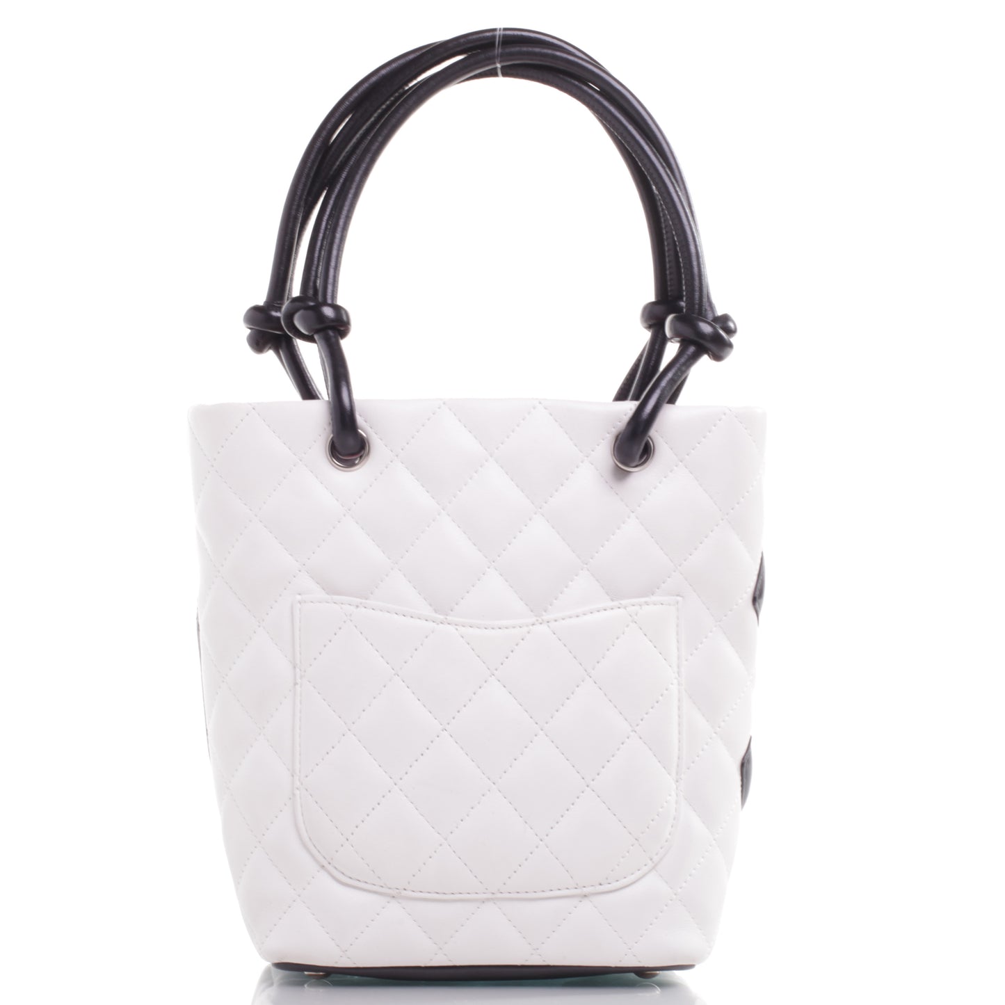 Calfskin Quilted Small Cambon Tote White Black
