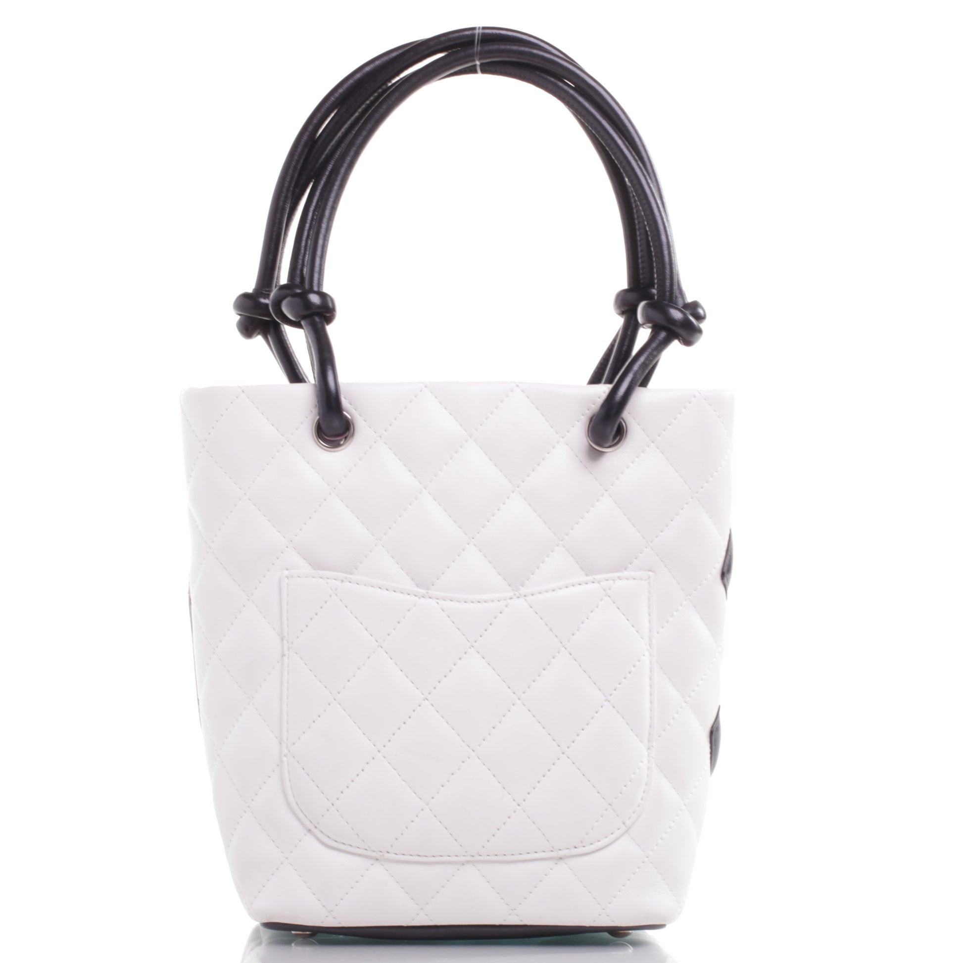 Chanel Calfskin Quilted Small Cambon Tote White Black 4 of 8