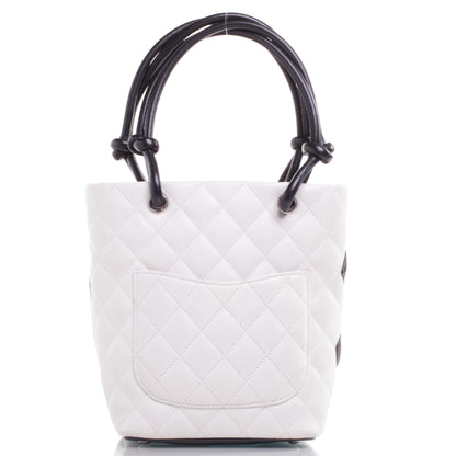 Chanel Calfskin Quilted Small Cambon Tote White Black 4 of 8