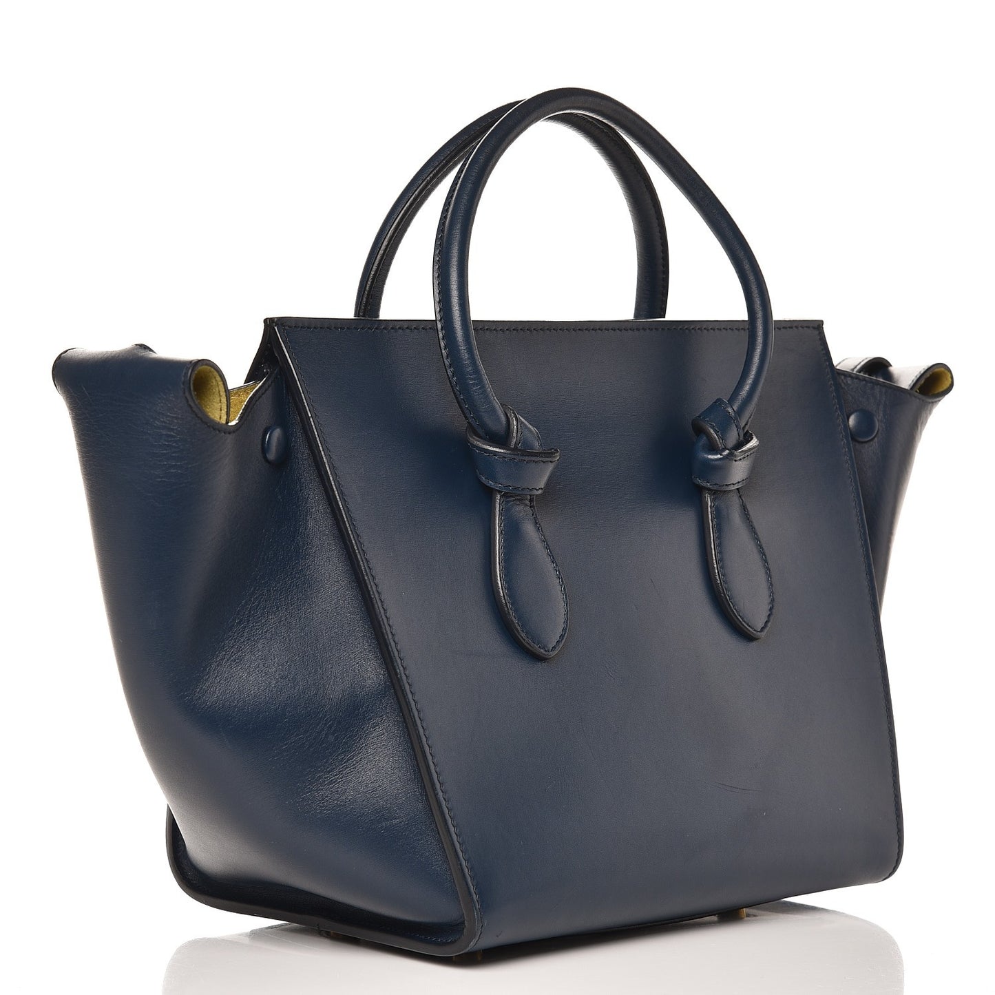 Palmelato Calfskin Mini Tie Knot Tote Navy Blue