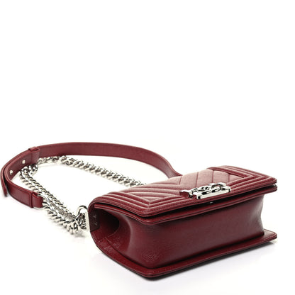 Chanel Caviar Chevron Quilted Small Boy Flap Burgundy 4 of 9