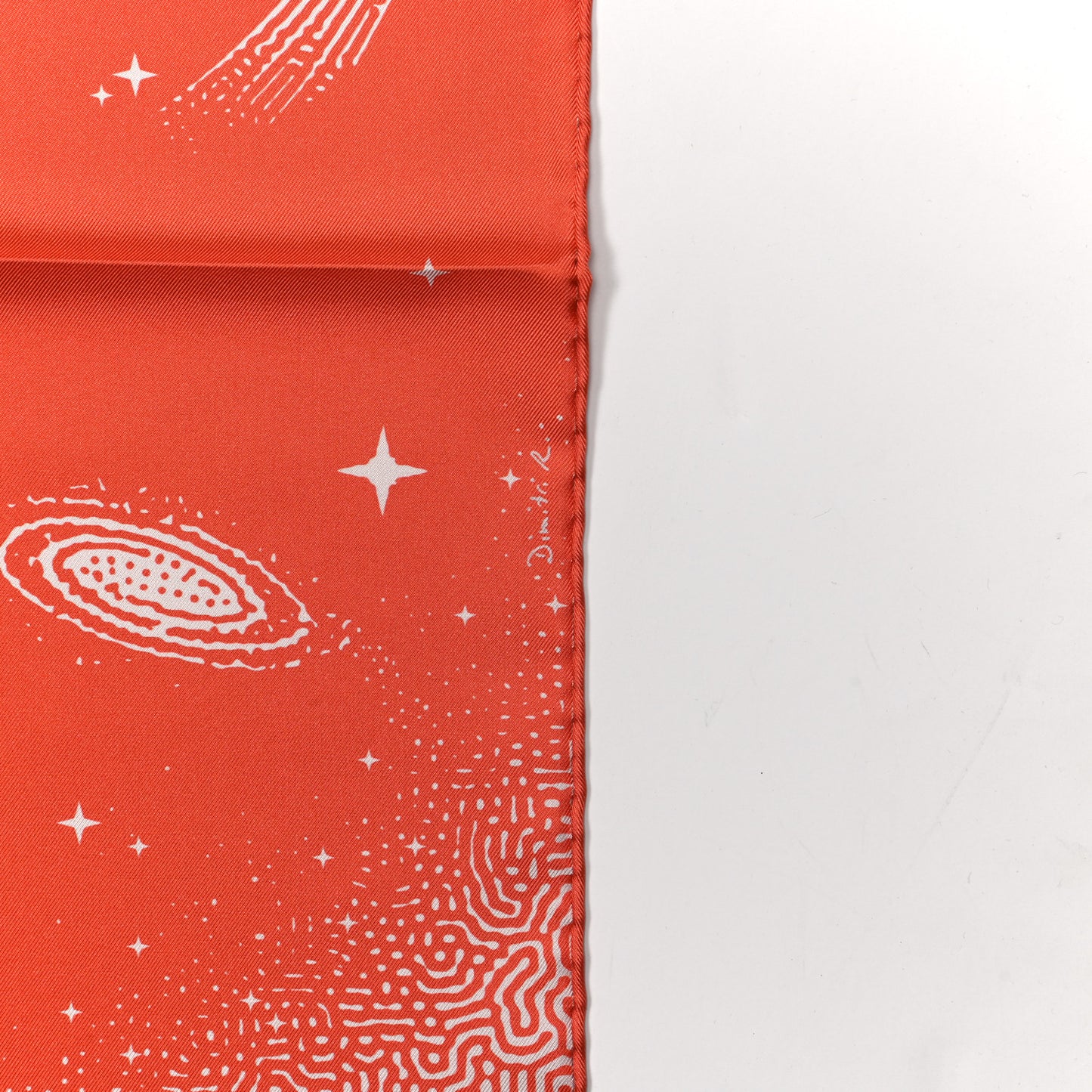 Silk Double Face Clair De Lune Scarf 90 Orange Gris White