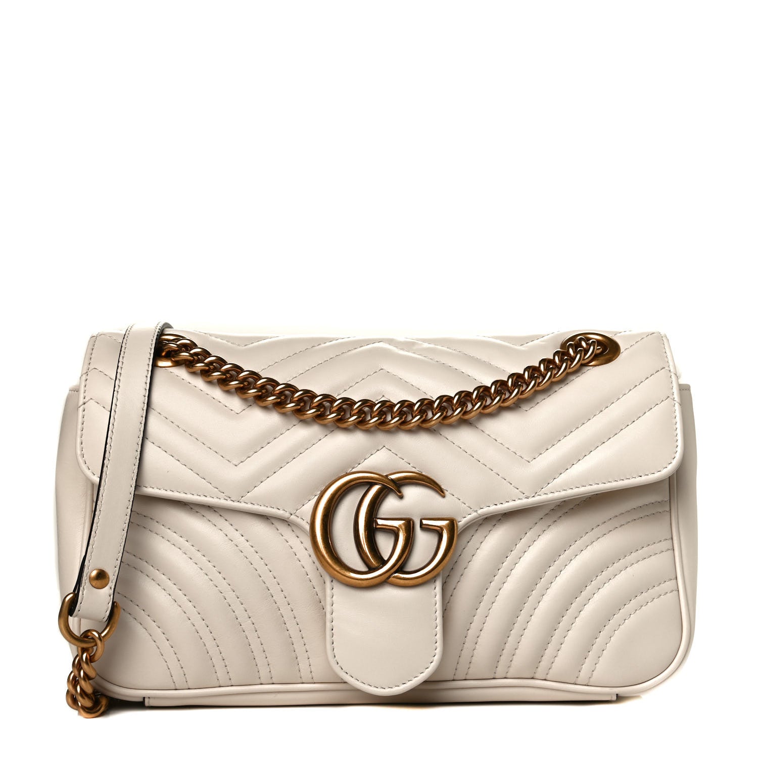 Gucci Calfskin Matelasse Small GG Marmont Shoulder Bag White 1 of 10