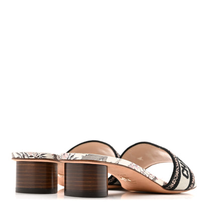 Christian Dior Canvas Embroidered D-Floral Dway 35mm Slide Sandals 39.5 White Multicolor 5 of 10