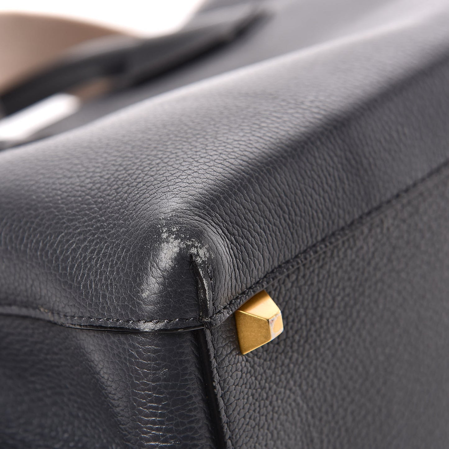 Grained Calfskin Medium Milla Tote Phantom Grey