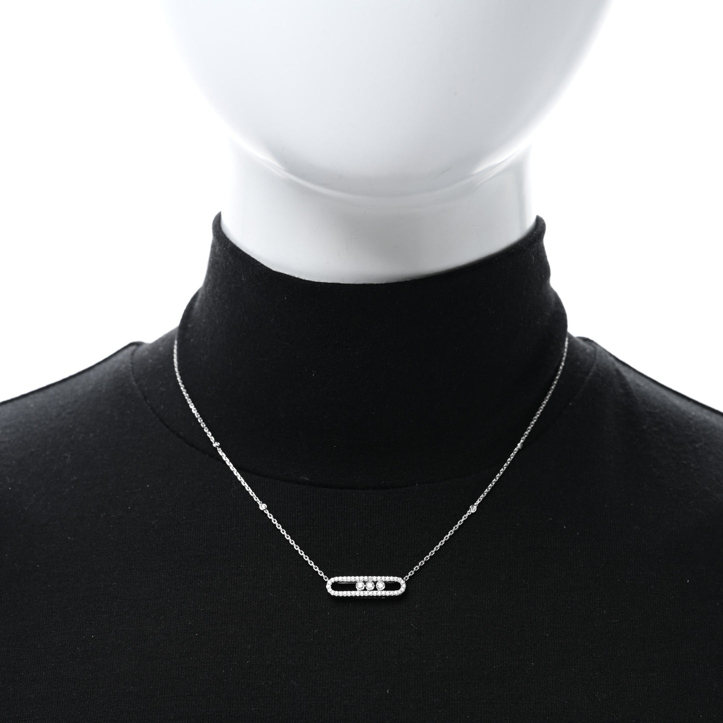 18K White Gold Diamond Baby Move Pave Necklace