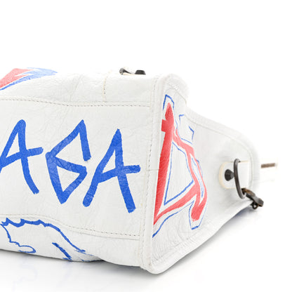 Balenciaga Agneau Graffiti All Over Classic Hardware City White Bleu Rouge 10 of 13